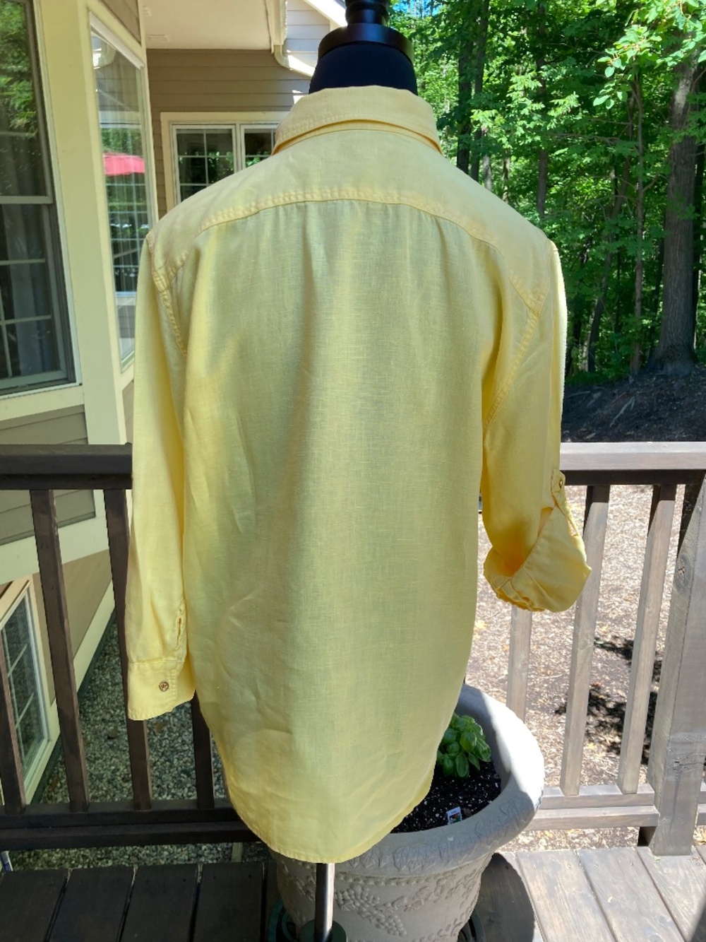 LAUREN RALPH LAUREN “Exclusive” Yellow Linen Blouse with Gold Buttons Sz L - Picture 3 of 11